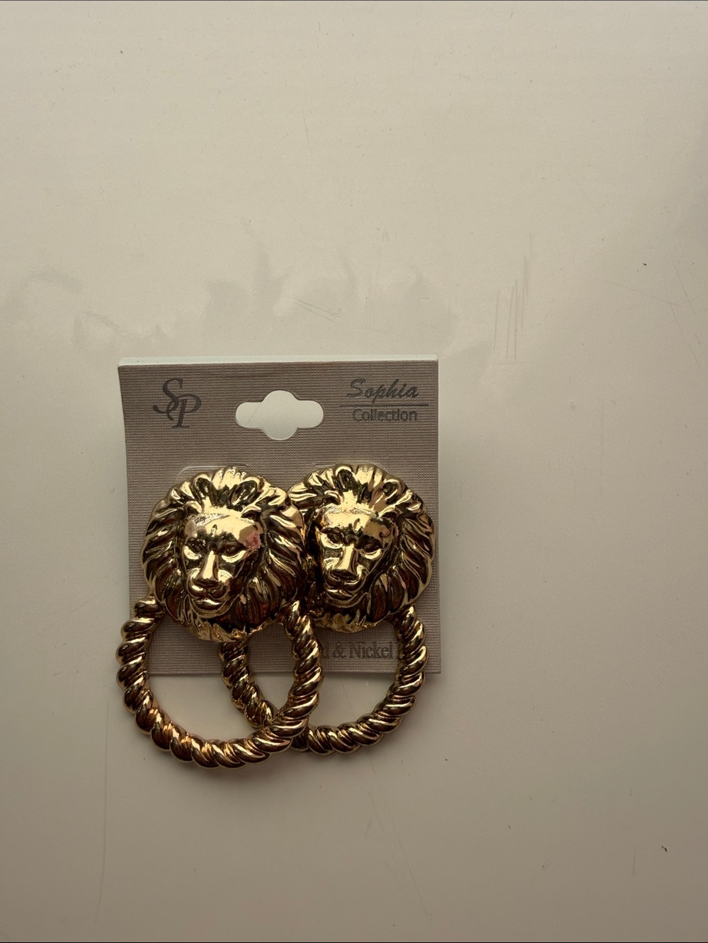 Sophia Collection Gold Lion Head gold earrings